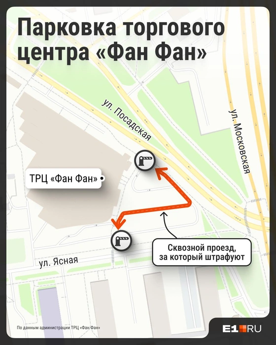 На этой карте показан тот самый сквозной проезд, которым часто пользуются автомобилисты | Источник: Семен Казьмин / E1.RU