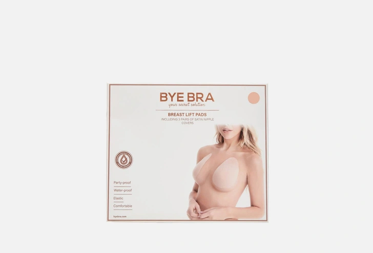 BYE BRA Накладки для подтяжки груди и сатиновые накладки на соски Satin Nipple Covers Бежевые  D-F размер — купить в Москве