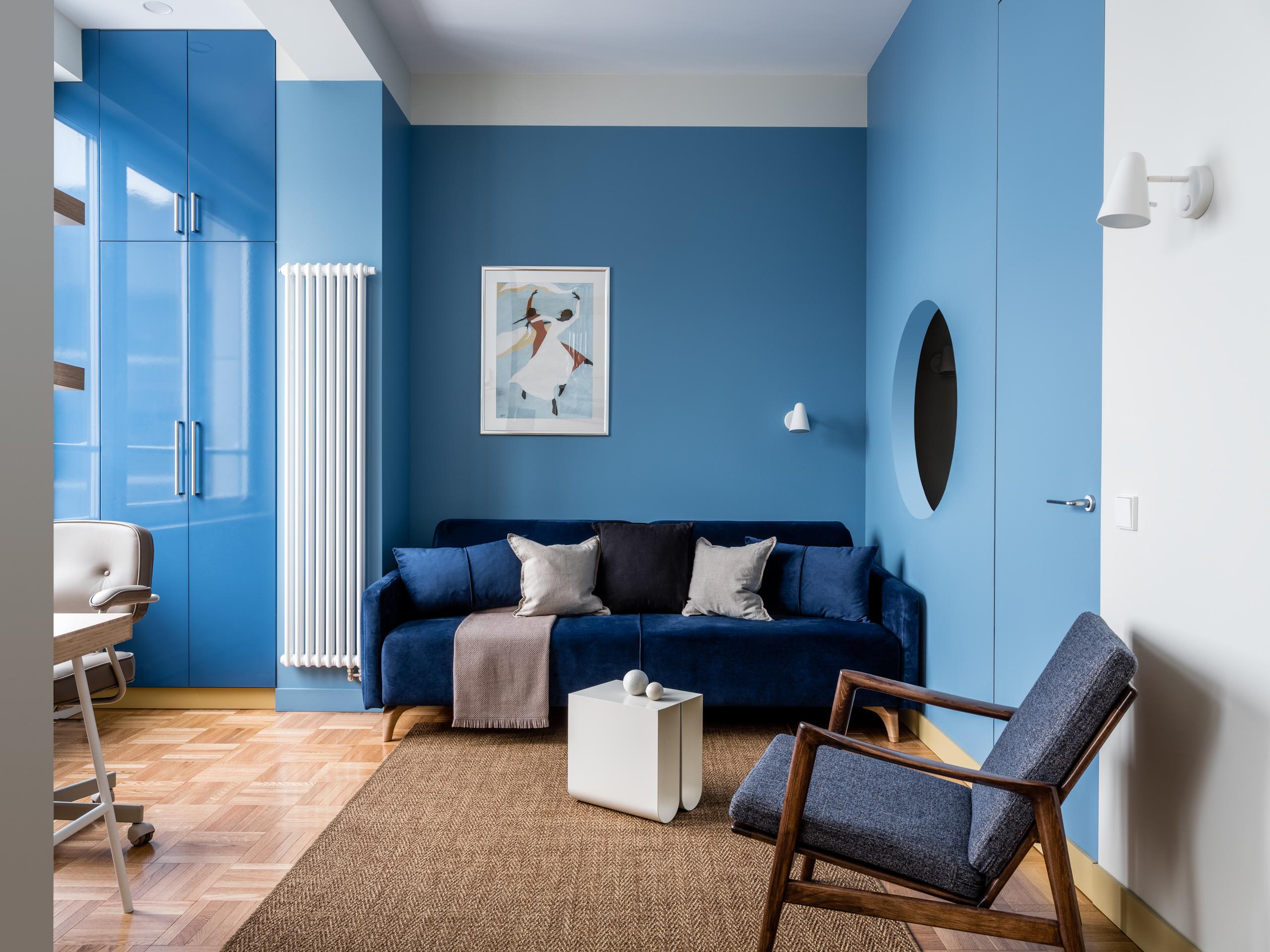 Ремонт/дизайн спальни в синем цвете