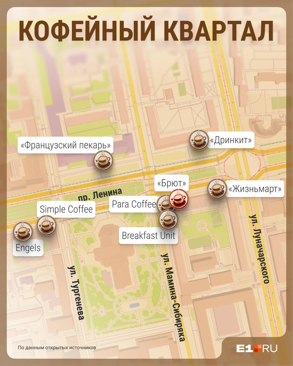 В центре Екатеринбурга возник целый кофейный квартал | Источник: Филипп Сапегин / E1.RU