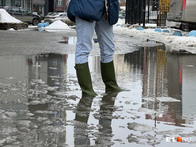 «Море по колено» стало многим курганцем, когда они выходят из дома и пытаются пройти по лужам | Источник: Максим Бутусов / Е1.RU