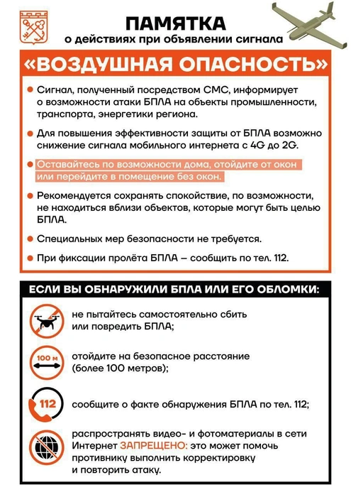 В Ленобласти — вторая за день опасность БПЛА | Источник: Александр Дрозденко / Telegram