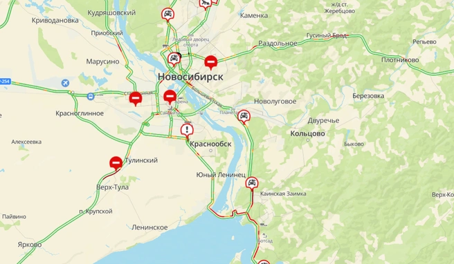 Ситуация на дорогах города оценивается в 1 балл | Источник: 2ГИС