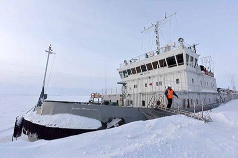 «Авраамий Завенягин» — речной ледокол на Енисее | Источник: Norilsk-zv.ru