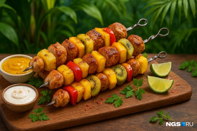 Ананасовый маринад придаст шашлыку интересный вкусовой контраст | Источник: Сергей Уланов / NGS.RU