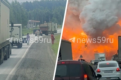 Взрыв грузовика на трассе Краснокамск — Нытва создал пробку