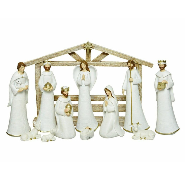 Набор фигурок для вертепа «Белоснежное рождество», 11 фигурок и ясли, Kaemingk