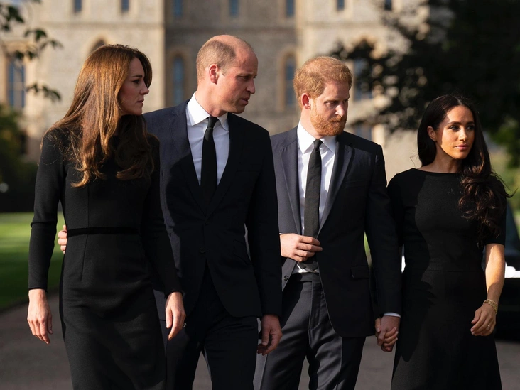 Кейт Миддлтон, принц Уильям, принц Гарри и Меган Маркл, 10 сентября 2022 год