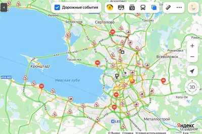 Пробки в Петербурге: на севере до 9 баллов
