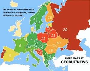 Карта: количество смертей на дорогах в год