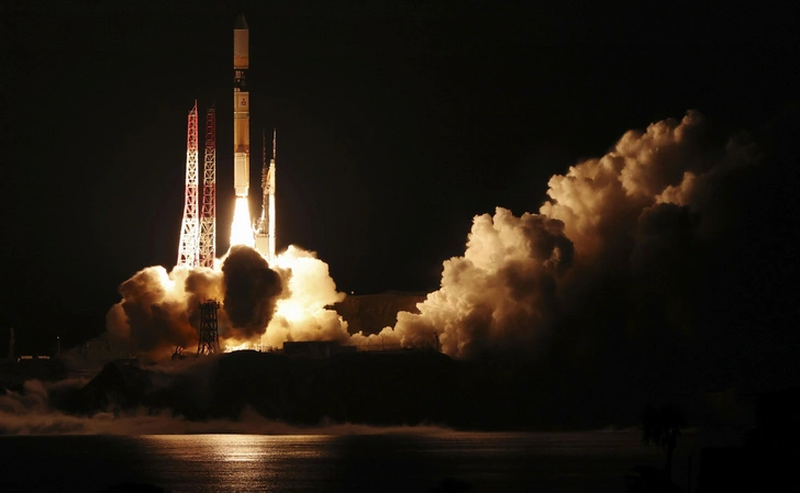 Старт ракеты H-2A со спутником Global Observing SATellite for Greenhouse gases and Water cycle (GOSAT-GW) | Источник: Takumi Sato/Kyodo News via AP 