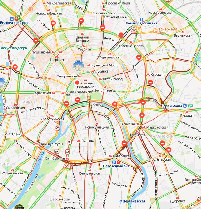 Перекрытия в Москве | Источник: Яндекс Карты