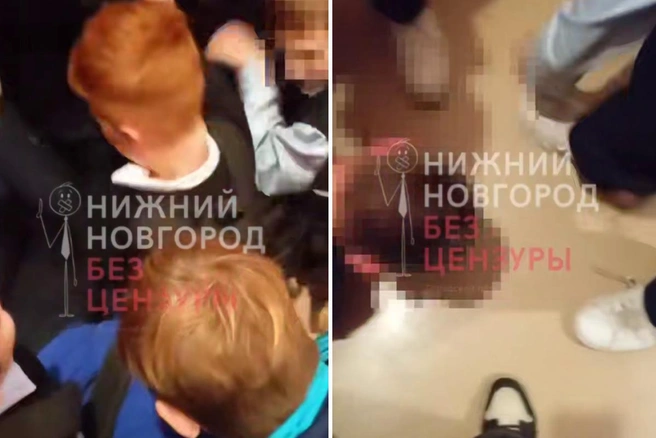 Школьник упал на пол в давке и сломал нос | Источник: bez_cenz_nn / t.me