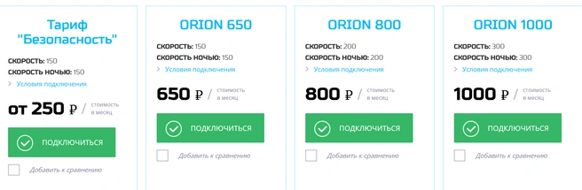 Самый дорогой тариф на сайте ORION 1200&nbsp;— 500 Мбит/с за 1&nbsp;200 рублей в месяц | Источник: Орион телеком / orionnet.ru