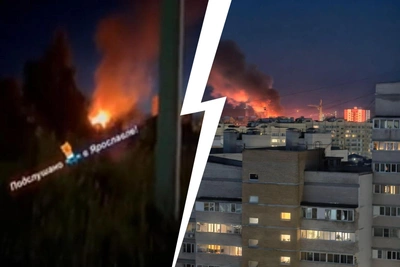 Огромный столб дыма поднялся ночью в спальном районе Ярославля: видео