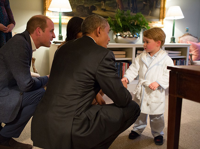 Принц Джордж принял Барака Обаму в пижаме