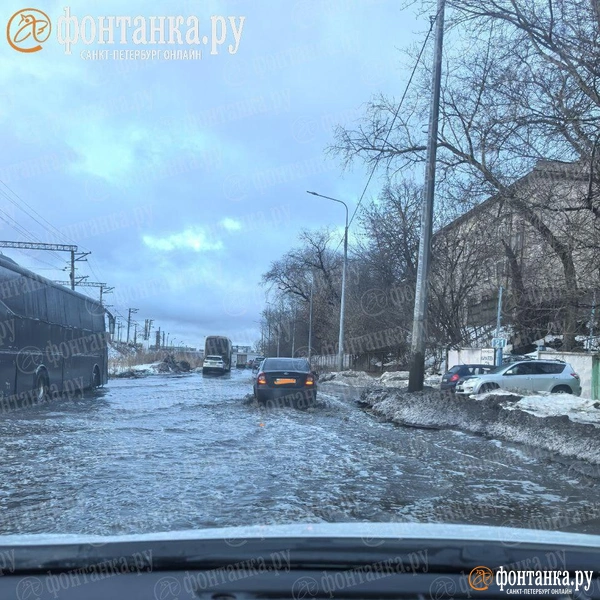 Весна на дорогах. Машины плывут по улице Профессора Качалова | Источник: читатель «Фонтанки»