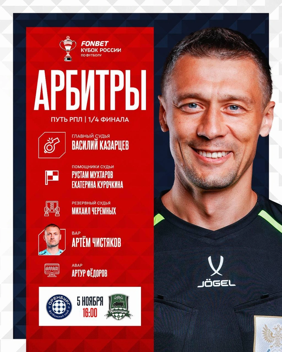 Бригада арбитров | Источник: Российский Футбольный Союз / t.me