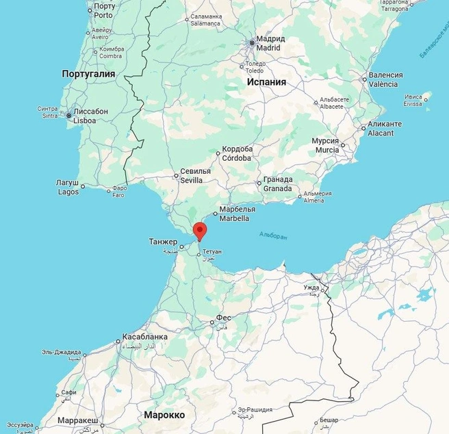 точкой обозначено расположение Сеуты | Источник: Google Maps