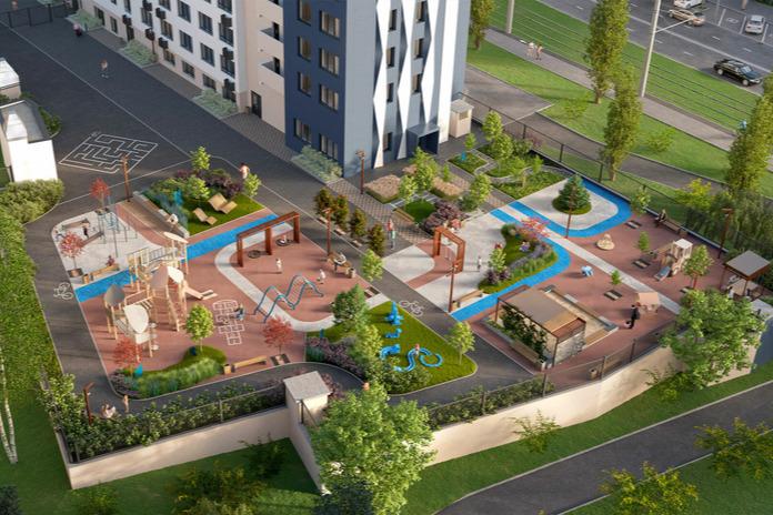 Пока на территории двора аккуратно уложены строительные материалы, но в следующем году приступят к благоустройству | Источник: ГК «Виктория»