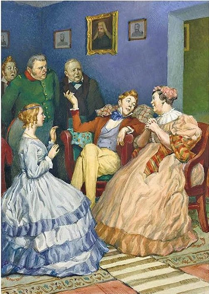 Иллюстрация для книги Николая Гоголя «Ревизор», 2018 | Источник: Художник А. И. Константиновский