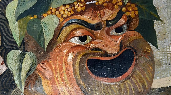 Фрагмент мозаики в вилле Адриана с изображением комической маски древнегреческого театра | Источник: wikipedia.org