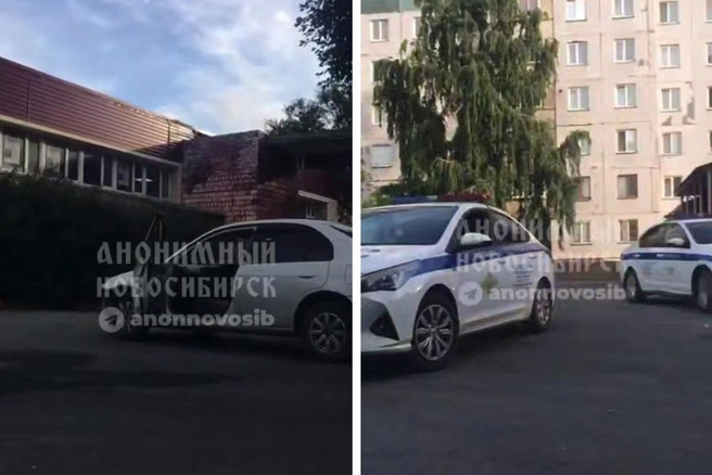 Судя по кадрам с места, за подростками ехали две машины полиции | Источник: Анонимный Новосибирск / Telegram