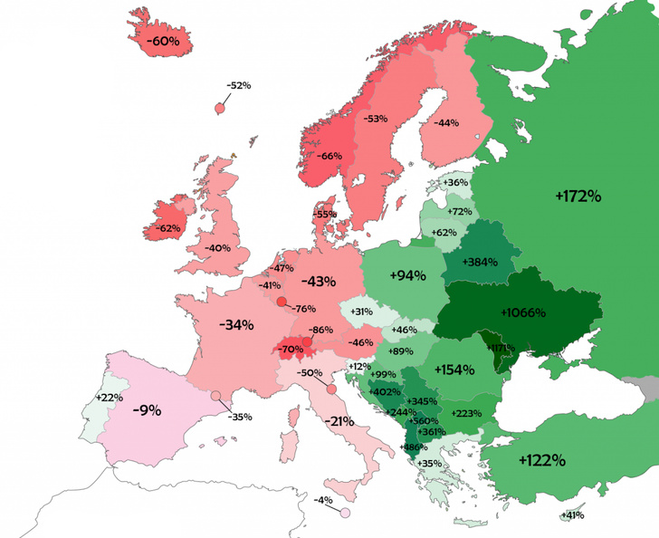 Карта: как нужно изменить ВВП страны, чтобы все граждане Европы стали равны