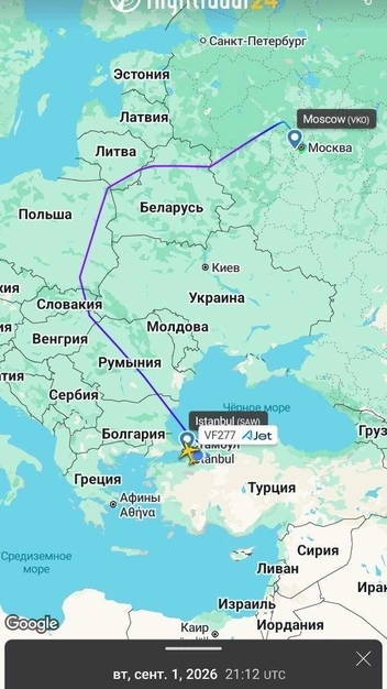 Рейс другого турецкого лоукостера успешно добрался до Москвы | Источник: Flightradar