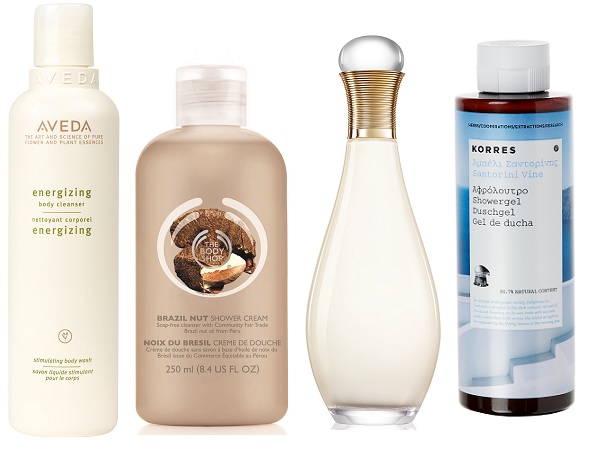 Aveda Гель для душа Energizing, The Body Shop Крем-гель для душа «Бразильский орех», Dior Гель для душа J'Adore | Источник: Архив пресс-служб