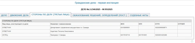 Карточка дела по иску прокуратуры | Источник: Ленинский районный суд