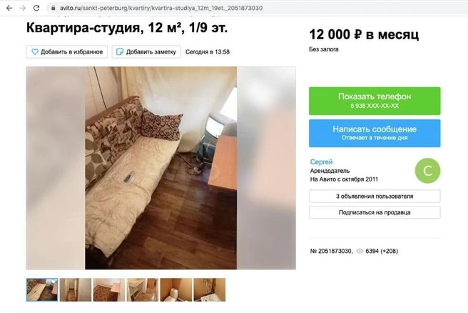 Источник: Скриншот сайта Avito.ru