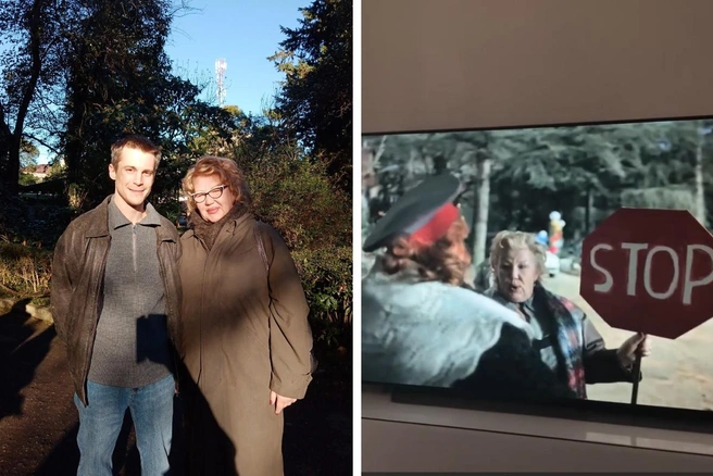 Иван Янковский не отказался сфотографироваться с северянкой. Справа&nbsp;— кадр из сериала | Источник: из архива Ольги Мишановой