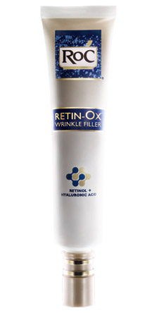 Заполнитель морщин Retin-Ox Wrinkle Filler от Roc. Гиалуроновая кислота мгновенно действует на поверхность кожи, заполняя и заметно разглаживая морщины. Ретинол восстанавливает структурные волокна и разглаживает морщины изнутри.