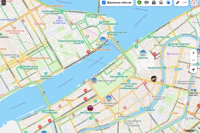 Перекрытия в центре Петербурга и неожиданно свободные дороги