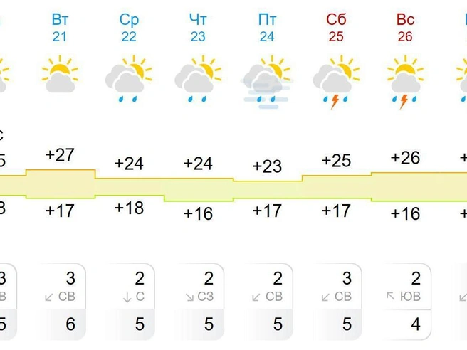 Согласно сервису, ночью будет +16…+18 °C | Источник: gismeteo.ru