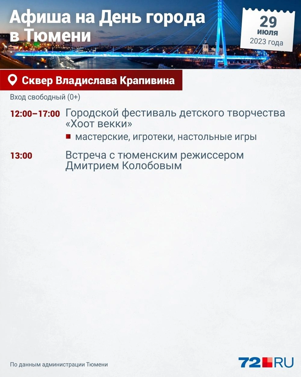 Когда в Тюмени День города, афиша на День города в Тюмени, куда сходить на  День города — 29 июля 2023 года - 22 июля 2023 - 72.ру