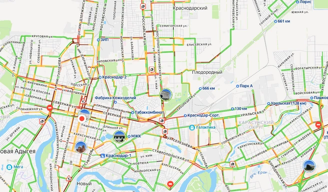 Центр стоит как обычно | Источник: «Яндекс.Пробки»