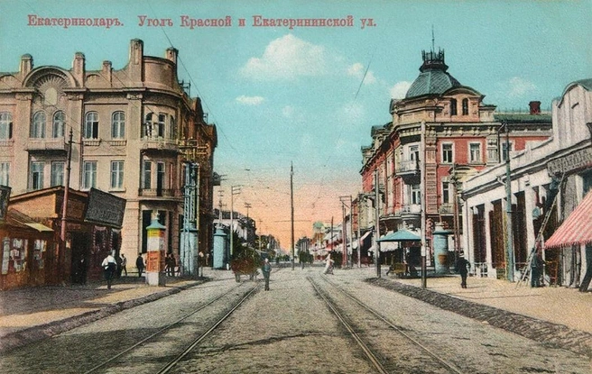 Угол Красной и Екатерининской (сейчас Мира), 1913 год  | Источник: goskatalog.ru