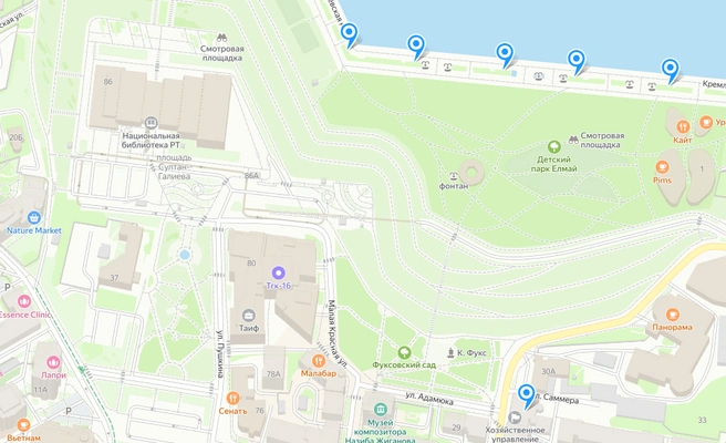 Wi-Fi можно найти в Нацбиблиотеке, но она будет закрыта во время салюта  | Источник: Яндекс Карты / digital.tatarstan.ru