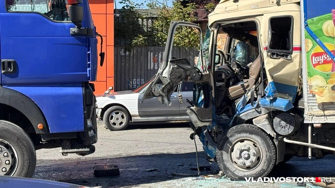 Осознанно подставился под удар. Водитель фуры остановил летящий со спуска грузовик во Владивостоке | Источник: Елена Буйвол / VLADIVOSTOK1.RU