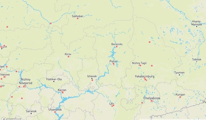 Красным на карте отмечены ядерные цели 1956 года | Источник: https://futureoflife.org/