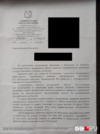 Неравнодушные березниковцы получили ответ на обращение в мэрию | Источник: читатель 59.RU