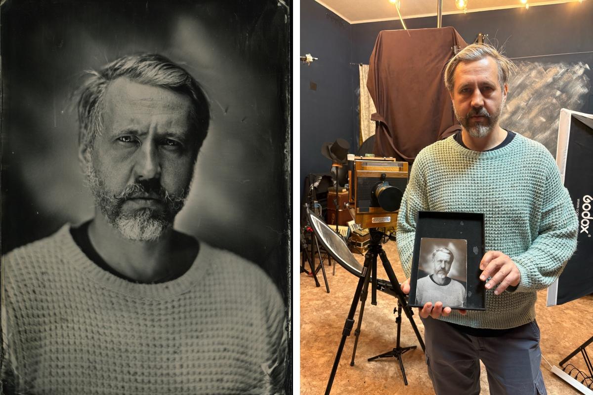 Музыкант Игорь Растеряев сфотографировался в Архангельске по старинной технологии