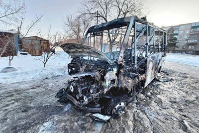 В Орске сгорела вторая маршрутка за неделю