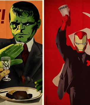 Советские пропагандистские плакаты с супергероями из американских комиксов
