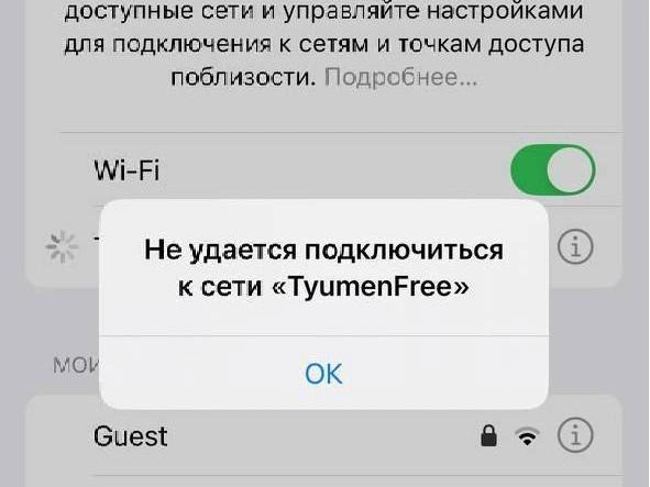 На смартфоне при попытке подключения появлялась ошибка | Источник: читатель 72.RU
