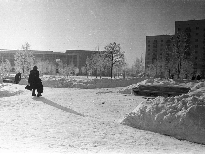 Сквер 950-летия Ярославля и бассейн «Автомобилист» под снегом | Источник: Виктор Латышев / музей Боевой и Трудовой Славы средней школы № 36