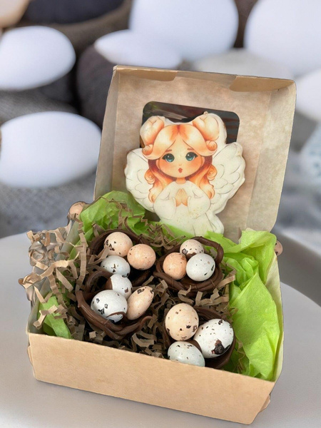 Съедобный пасхальный декор для кулича из шоколада с яйцами из шоколада «Гнезда для кулича»