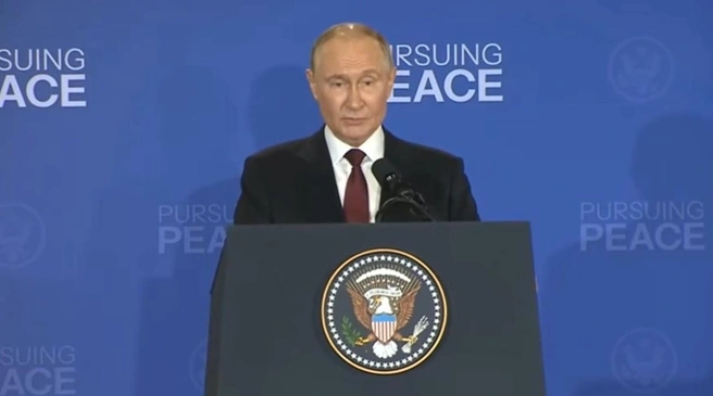 «Важно перевернуть страницу». Главное из заявлений Путина после переговоров с Трампом на Аляске | Источник: Стоп-кадр трансляции Fox News